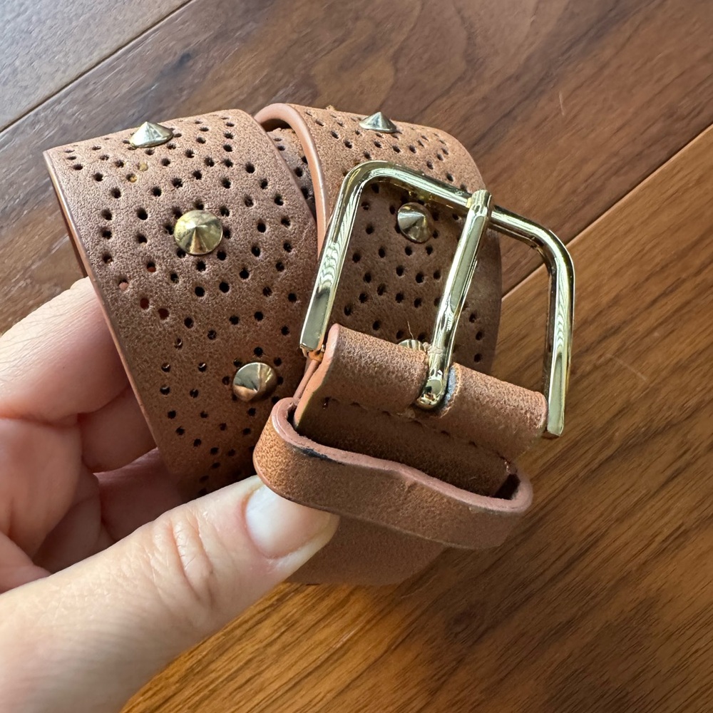 [fabrika] Brown Synthetic Leather Studded Belt